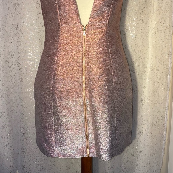 Express- Metallic Rose Gold Mini Dress - Picture 5 of 7